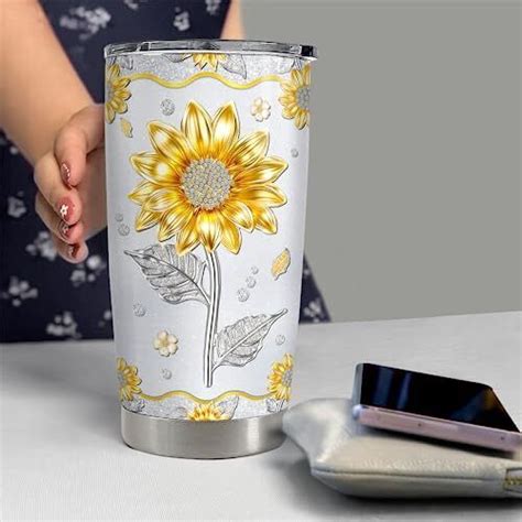 Sandjest Sunflower Tumbler Cup Oz Stainless Steel Insulated Ebay