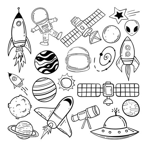 Premium Vector Abstract Hand Drawn Doodle Collection Aliens Ufo