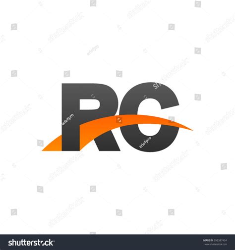 RC Initial Overlapping Swoosh Letter Logo Black Royalty Free Stock