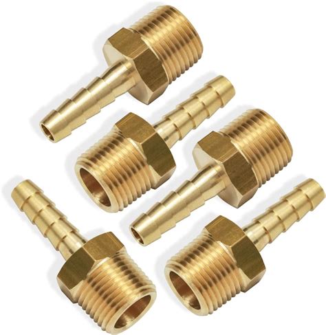 Boeray 5pcs Brass Hose Barb Fittings 14 Inch Barb To 38 Inch Male Npt Thread Ebay