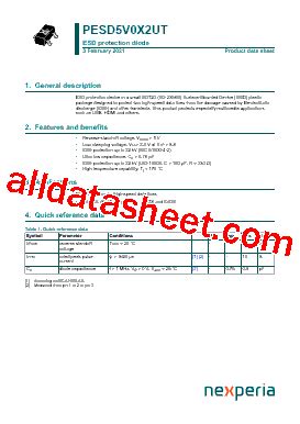 PESD5V0X2UT Datasheet PDF Nexperia B V All Rights Reserved