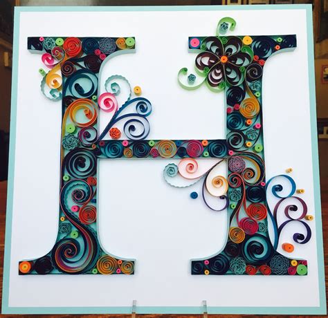 Quilling Quilled Paper Monogram Lightweight Cardstock Letter H