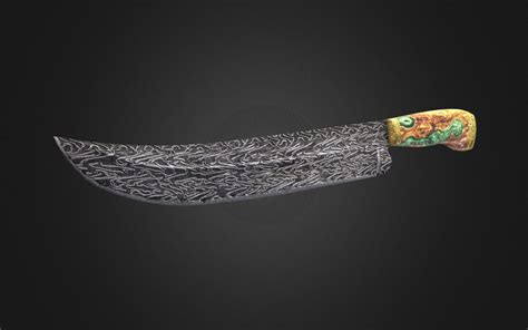 D Model Curved Knife Damascus Steel Vr Ar Low Poly Cgtrader