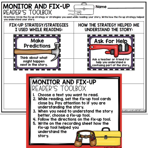 2nd Grade Reading Center Monitor And Fix Up Strategies Lucky Little