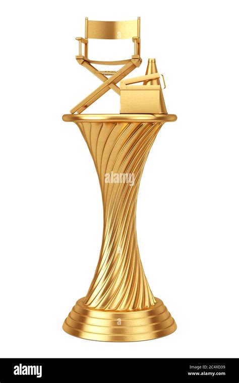 Cinema Award Concept. Golden Award Trophy Director Chair, Movie Clapper ...