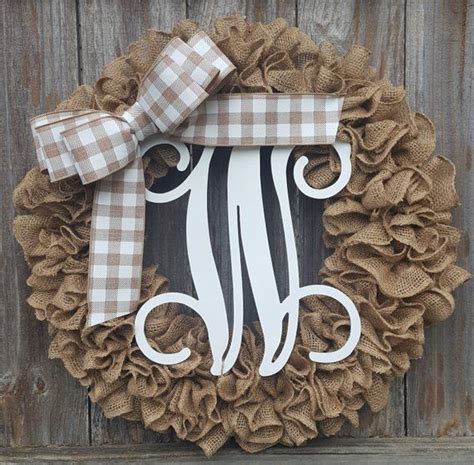 Monogram Wreath Front Door Wreath Plaid Wreath Monogram Etsy