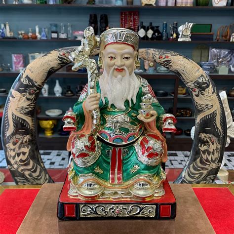 Vintage Chinese God Of Wealth Statue Sculpture Hand Painting Etsy