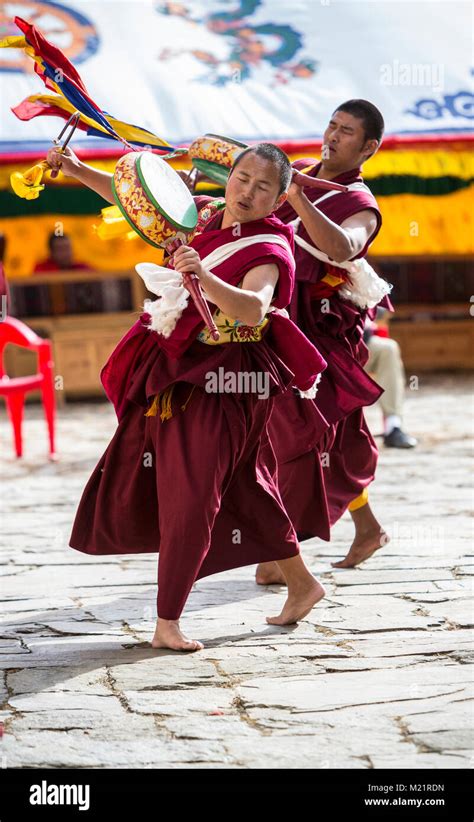 Prakhar Lhakhang Bumthang Bhutan Bhutanese Buddhist Monks Dancing In