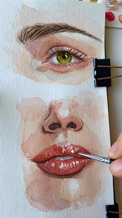 Watercolour Nose And Lips Painting Watercolor Paintings Portrait