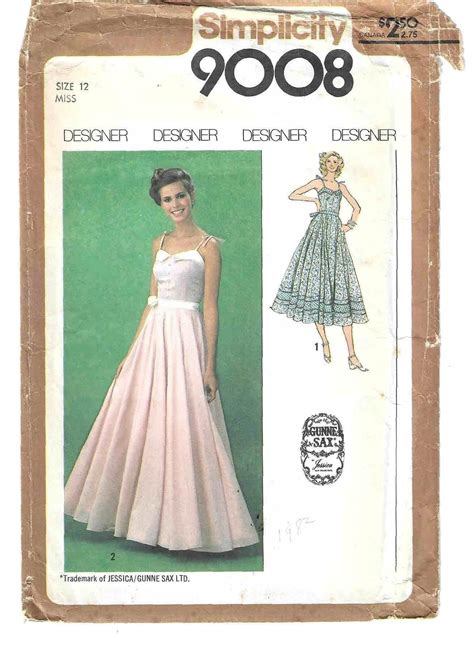 70s Gunne Sax Dress Pattern Simplicity 9008 Size 12 Bust 34 Etsy