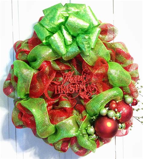 Tangled Wreaths™ Christmas Deco Mesh Lime Green Red With Green Bow