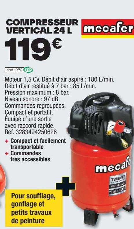 Promo Compresseur Vertical 24l Mecafer chez Brico Dépôt iCatalogue fr