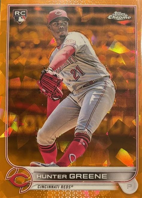 Hunter Greene 2022 Topps Chrome Sapphire Edition 549 Orange 25 PSA 10