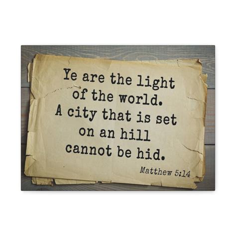 Light Of The World Matthew 5 14 Bible Verse Canvas Christian Wall Art