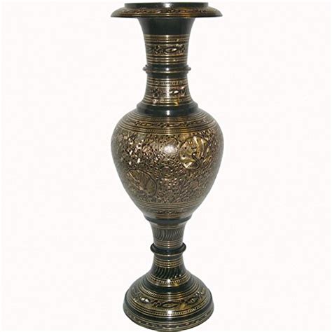 Buy Hand Crafted Metal Brass Flower Vase With Bidri Nakkashi Work