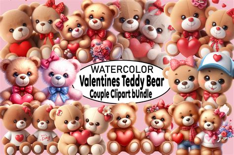 Valentine's Day Teddy Bear Couple Graphic by SVGArt · Creative Fabrica