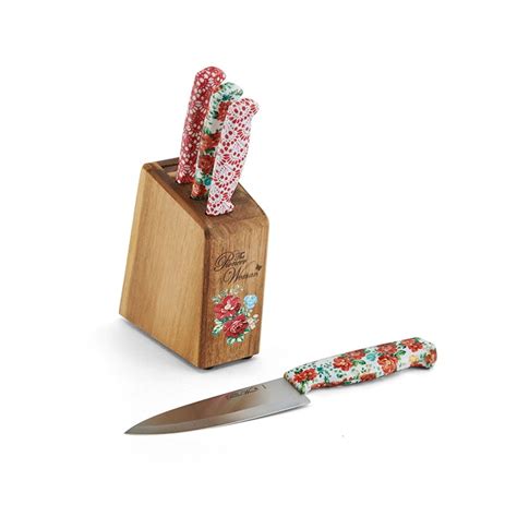 Pioneer Woman Vintage Floral Knife Block - Vintage Render