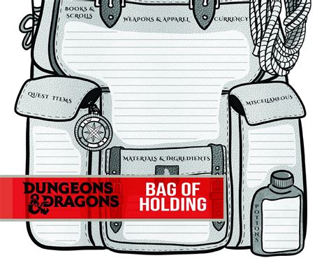 Dnd Bag of Holding practical Inventory Sheet 5th Edition - Etsy