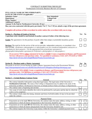 Fillable Online Northeastern Contract Submitter Checklist Final Version