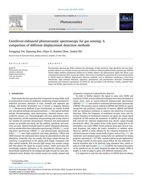 Pdf Cantilever Enhanced Photoacoustic Spectroscopy For Gas Sensing A