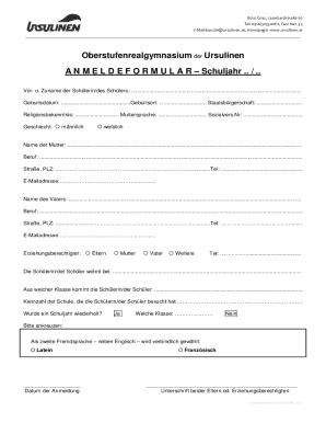 Ausf Llbar Online Gymnasium Und Org Der Ursulinen Fax Email Drucken