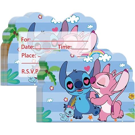 Yisscen 30PCS Stitch Cartes D Invitation Anniversaire Enfant