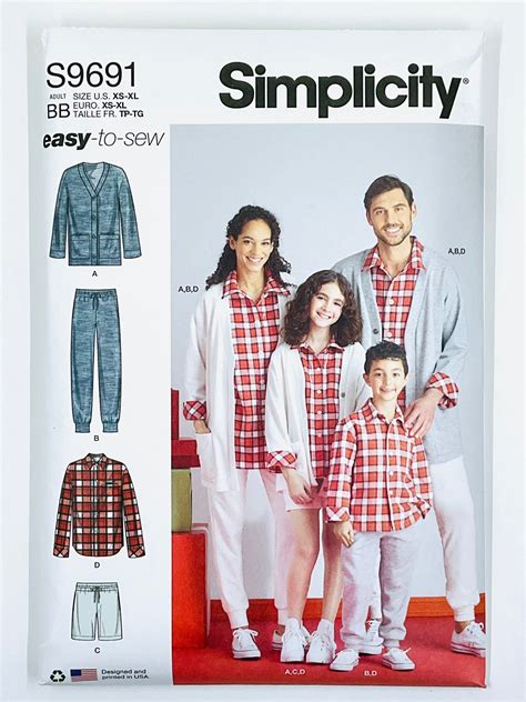 Simplicity 9691 Sewing Pattern For Women Men Adults Wardrobe Pattern