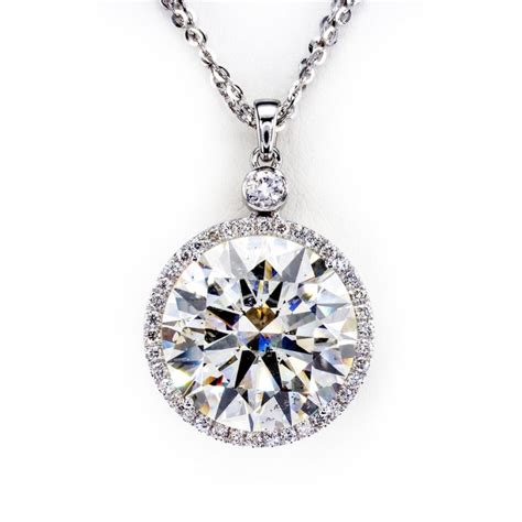 GIA 20 58 Ct Round Diamond Pendant 18 Karaat Witgoud Ketting Met