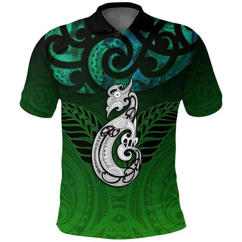 AIO Pride New Zealand Maori Polo Shirt Paua Shell Green AIO Pride