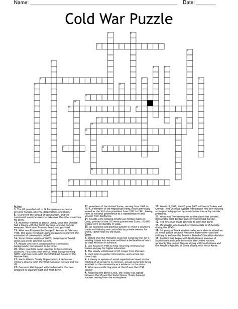 Cold War Puzzle Crossword Wordmint