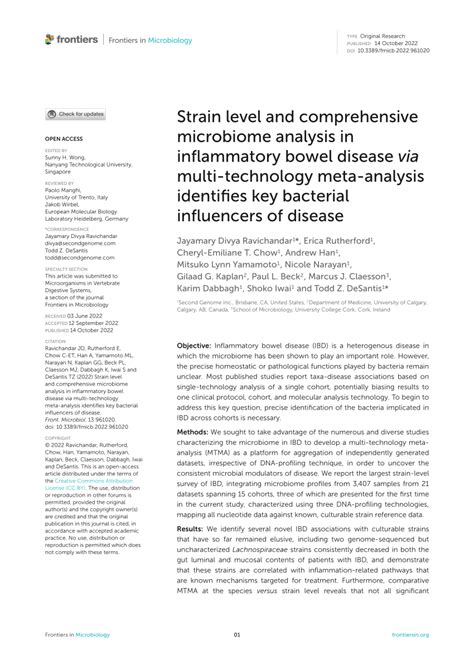 Pdf Strain Level And Comprehensive Microbiome Analysis In Inflammatory Bowel Disease Via Multi