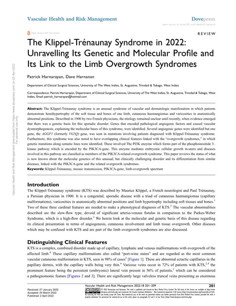 Pdf The Klippel Trénaunay Syndrome In 2022 Unravelling Its Genetic