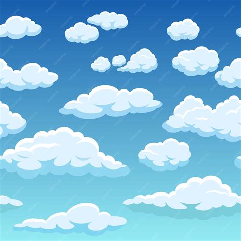 Premium Vector | Seamless sky with white clouds background texture