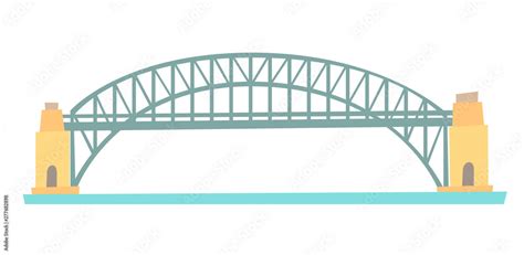 Sydney Harbour Bridge Vector Illustration Harbour Bridge Flat Cartoon