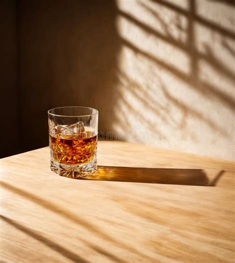 Glass Filled With Liquid Is Sitting On Wooden Table Near Window