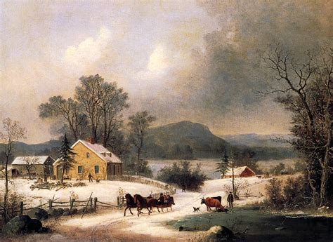 A Sleigh Ride In The Snow Painting George Henry Durrie Oil Paintings