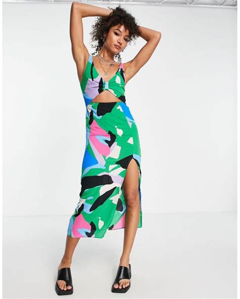 Asos Synthetic Cut Out Knot Front Midi Dress Lyst Australia