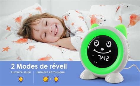 Fivehome R Veil Enfant Reveil Enfant Educatif Jour Nuit Avec Veilleuse