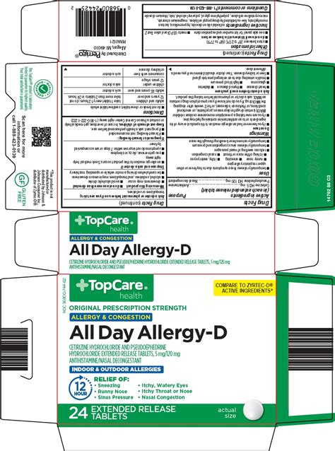 Dailymed Topcare All Day Allergy D Cetirizine Hydrochloride Pseudoephedrine Hydrochloride