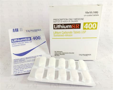 Lithium Carbonate Tablets USP Sustained-release 400mg (Lithium SR) manufacturer in India {Taj ...