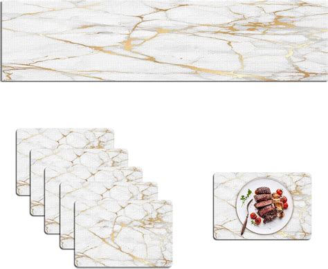 Luxury Gold Marble Table Runner And Placemats Set Of Pieces Gold