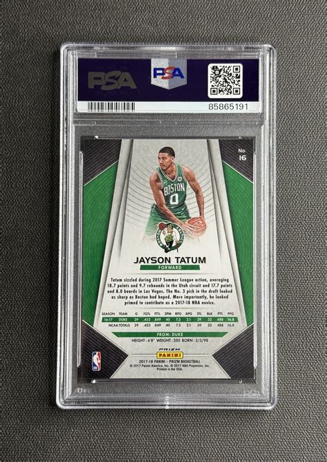 Panini Prizm Fast Break Prizm Jayson Tatum Rc Rookie Mint Psa