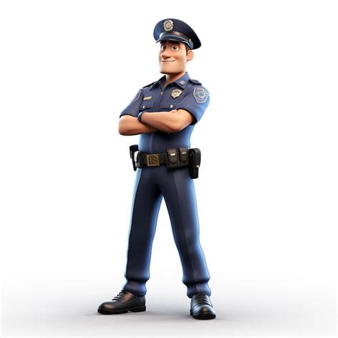 A Close Up Of A Cartoon Police Officer Standing With His Arms Crossed