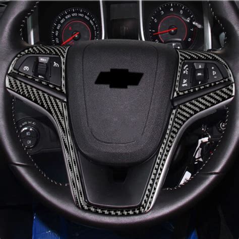 5Pcs Carbon Fiber Steering Wheel Panel Cover Trim For Chevrolet Camaro