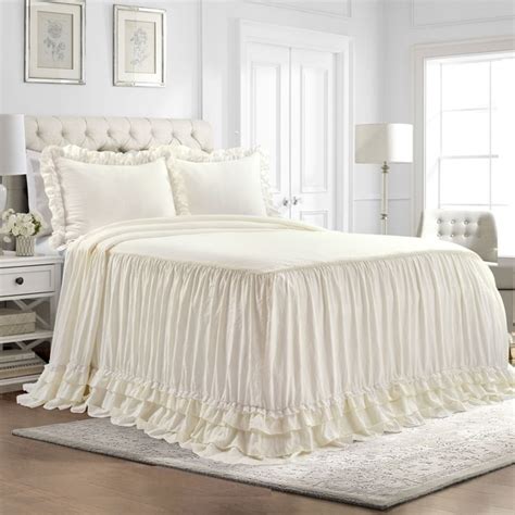 Lush Decor French Country Geo Ruffle Skirt 3 Piece Bedspread Set On