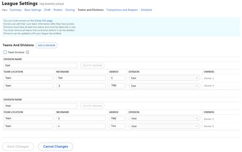 Edit League Divisions Espn Fan Support