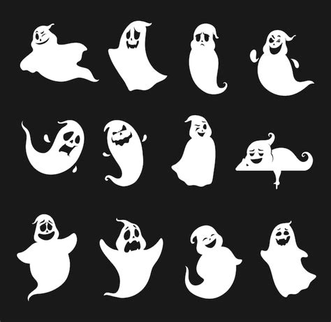 Premium Vector Funny And Scary Halloween Ghosts Silhouettes Set