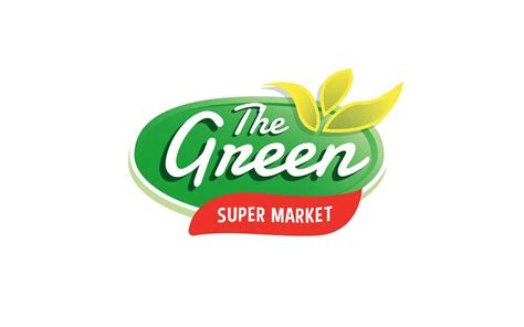 Supermarket Logo Circle Fresh Logo For Green Store With Leaf And