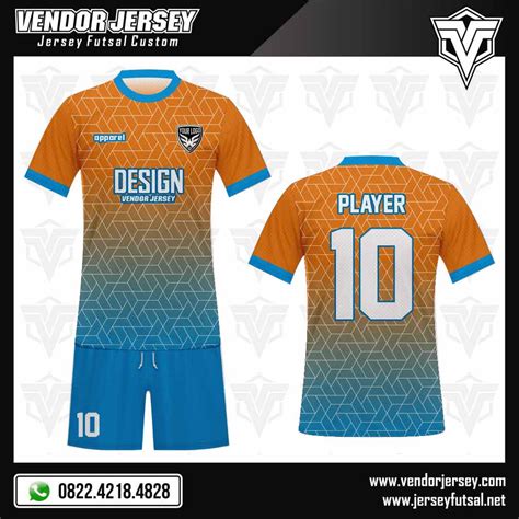 Desain Baju Bola Orenblu Warna Biru Gradasi Orange