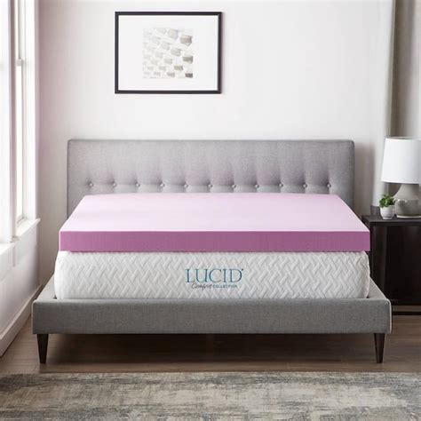 Lucid Comfort Collection 4 Inch Lavender And Aloe Infused Memory Foam Topper Cal King